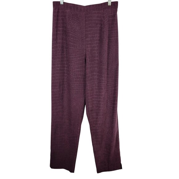 Crocodile Print Plum Purple Pants Women 9/10  Business Casual Retro Style Lounge - Picture 3 of 14